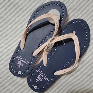 New Pink and Navy Blue Flipflops